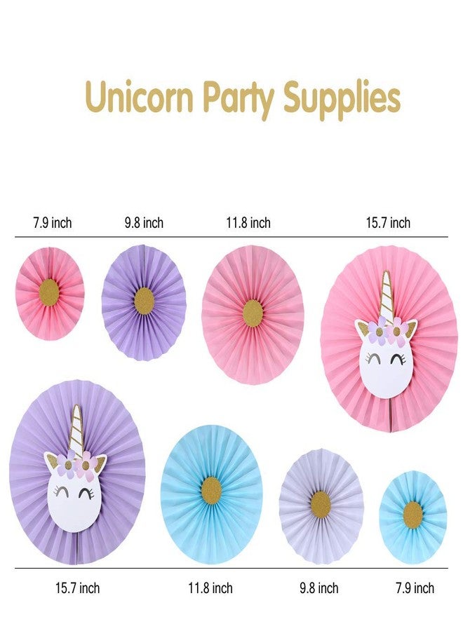 Balloonistics Unicorn Party Supplies with Paper Fan Decorations -Set of 8, Multicolour - Image 2